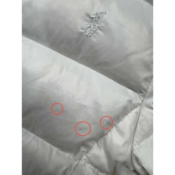 Polo Ralph Lauren Girls Down Puffer Hoodie Jacket Youth Size 5 White Pony - Picture 9 of 11